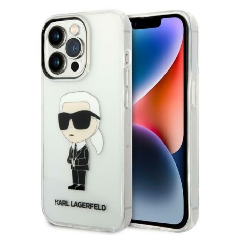 Калъф Karl Lagerfeld - Hardcase Transparent (KLHCP14XHNIKTCT) - iPhone 14 Pro Max - Ikonik Karl Lagerfeld