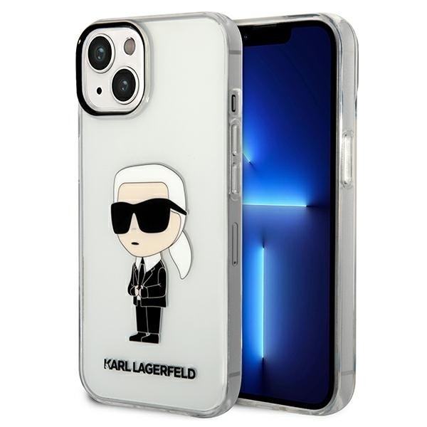 Калъф Karl Lagerfeld - Hardcase Transparent (KLHCP14MHNIKTCT) - iPhone 14 Plus - Ikonik Karl Lagerfeld