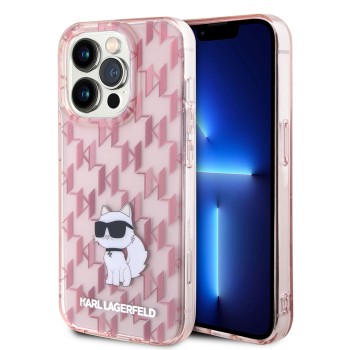 Калъф Karl Lagerfeld - Hardcase Monogram (KLHCP15XHNCMKLP) - iPhone 15 Pro Max - Pink Choupette