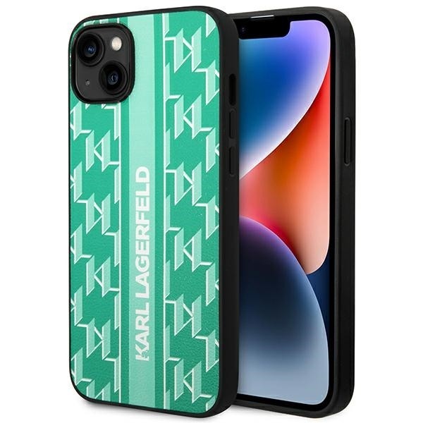 Калъф Karl Lagerfeld - Hardcase Monogram (KLHCP14MPGKLSKN) - iPhone 14 Plus - Green Stripe