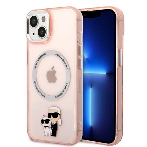 Калъф Karl Lagerfeld - Hardcase MagSafe (KLHMP14SHNKCIP) - iPhone 14 - Pink Iconic Karl&Choupette