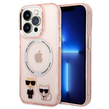 КалъфKarl Lagerfeld - Hardcase MagSafe (KLHMP14LHKCP) - iPhone 14 Pro - Pink Karl & Choupette Aluminium