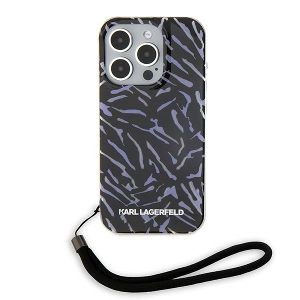 Калъф Karl Lagerfeld - Hardcase (KLHCP15XHZBPKCCU) - iPhone 15 Pro Max - Purple Zebra With Cord