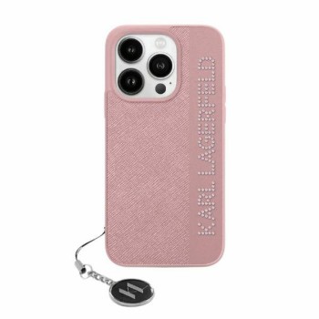 Калъф Karl Lagerfeld - Saffiano Rhinestones&Charm (KLHCP15LPSAKDGCP) - iPhone 15 Pro - Pink