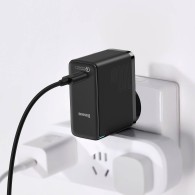 Захрядно Baseus GaN2 Fast Charger 1C, за лаптопи, телефони, таблети, Qualcomm 5, USB-C, 100W, Черен