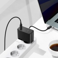 Захрядно Baseus GaN2 Fast Charger 1C, за лаптопи, телефони, таблети, Qualcomm 5, USB-C, 100W, Черен