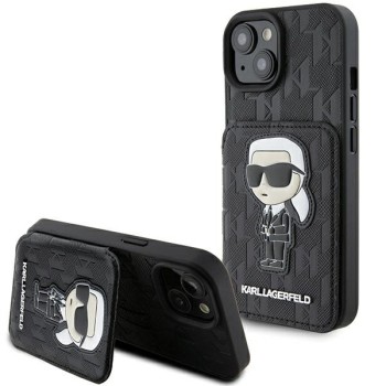 Калъф Karl Lagerfeld - Saffiano Cardslots and Stand (KLHCP15SSAKKNSCK) - iPhone 15 - Monogram Ikonik