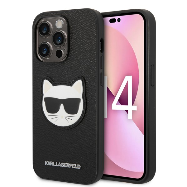 Калъф Karl Lagerfeld - Saffiano (KLHCP14LSAPCHK) - iPhone 14 Pro - Choupette Head