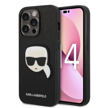 Калъф Karl Lagerfeld - Saffiano (KLHCP14LSAPKHK) - iPhone 14 Pro - Karl`s Head