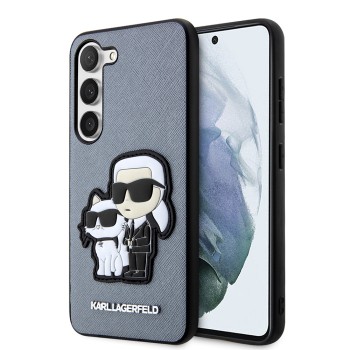 Калъф Karl Lagerfeld - Saffiano (KLHCS23MSANKCPG) - Samsung Galaxy S23 Plus - Grey Karl&Choupette Metal Pin