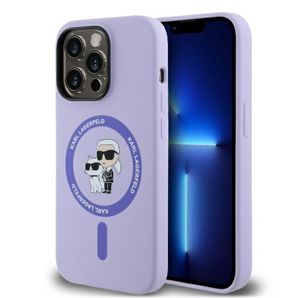 Калъф Karl Lagerfeld - Silicone Ring MagSafe (KLHMP14XSCMKCRHU) - iPhone 14 Pro Max - Purple Karl&Choupette Heads