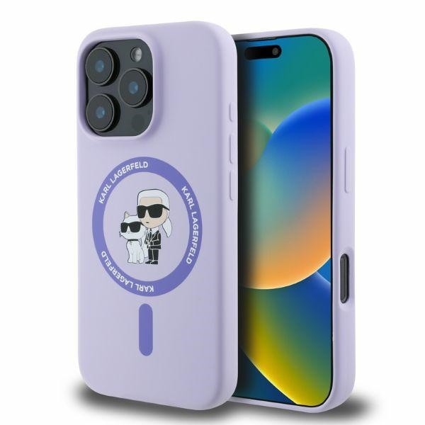 Калъф Karl Lagerfeld - Silicone Ring MagSafe (KLHMP16LSCMKCRHU) - iPhone 16 Pro - Purple Karl&Choupette