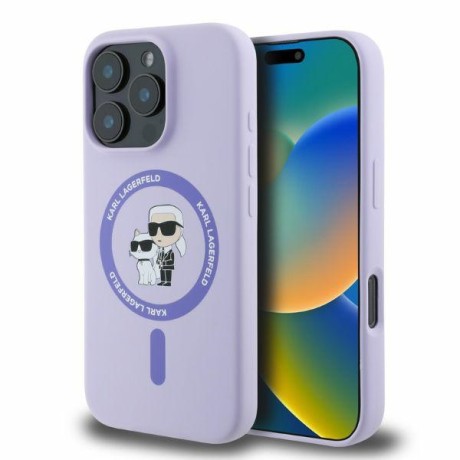 Калъф Karl Lagerfeld - Silicone Ring MagSafe (KLHMP16LSCMKCRHU) - iPhone 16 Pro - Purple Karl&Choupette