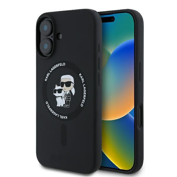 Калъф Karl Lagerfeld - Silicone Ring MagSafe (KLHMP16MSCMKCRHK) - iPhone 16 Plus - Karl&Choupette