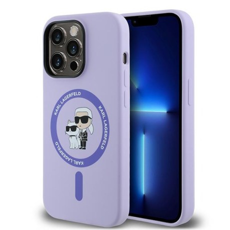 Калъф Karl Lagerfeld - Silicone Ring MagSafe (KLHMP14LSCMKCRHU) - iPhone 14 Pro - Purple Karl&Choupette Head