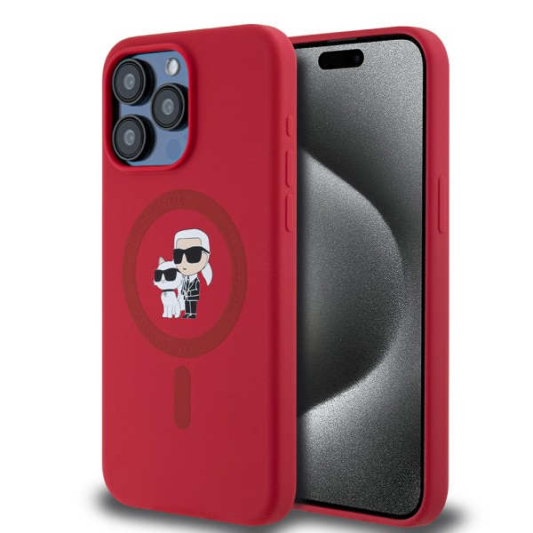 Калъф Karl Lagerfeld - Silicone Ring MagSafe (KLHMP15XSCMKCRHR) - iPhone 15 Pro Max - Red Karl&Choupette