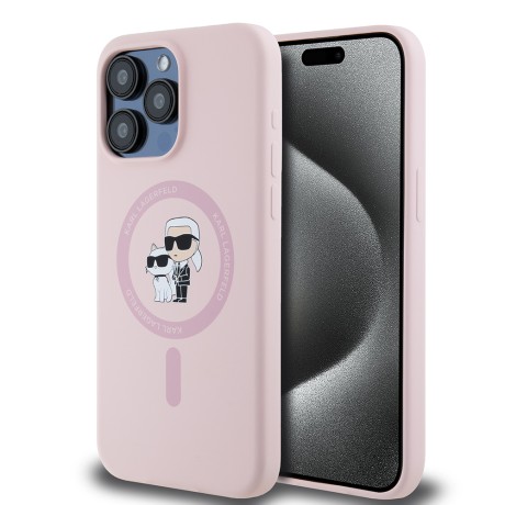 Калъф Karl Lagerfeld - Silicone Ring MagSafe (KLHMP15XSCMKCRHP) - iPhone 15 Pro Max - Pink Karl&Choupette