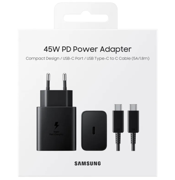 Оригинално зарядно Samsung 45W - Super Fast Charger, + Кабел за Samsung Galaxy S21