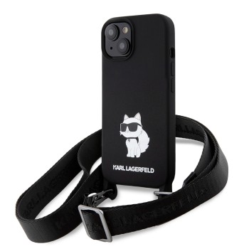 Калъф Karl Lagerfeld - Silicone Crossbody (KLHCP15SSCBSCNK) - iPhone 15 - Choupette