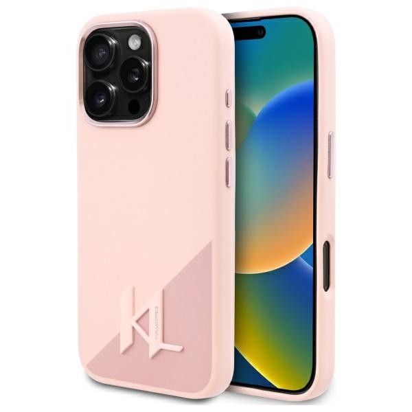 Калъф Karl Lagerfeld - Silicone MagSafe (KLHMP16LSCMKMPCP) - iPhone 16 Pro - Pink Shadow Metal Initial