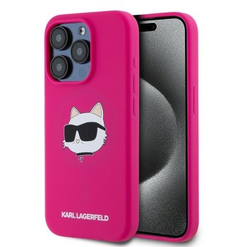 Калъф Karl Lagerfeld - Silicone MagSafe (KLHMP15XSCHPPLF) - iPhone 15 Pro Max - Fuchsia Choupette Head