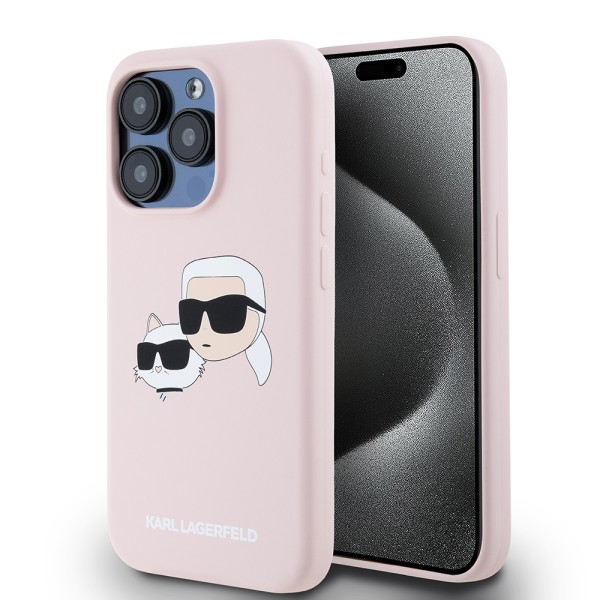 Калъф Karl Lagerfeld - Silicone MagSafe (KLHMP15LSKCHPPLP) - iPhone 15 Pro - Pink Karl&Choupette Head