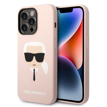 Калъф Karl Lagerfeld - Silicone MagSafe (KLHMP14XSLKHLP) - iPhone 14 Pro Max - Light Pink Karl`s Head