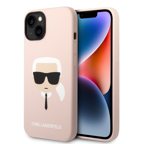 Калъф Karl Lagerfeld - Silicone MagSafe (KLHMP14MSLKHLP) - iPhone 14 Plus - Light Pink Karl`s Head - Karl`s Head