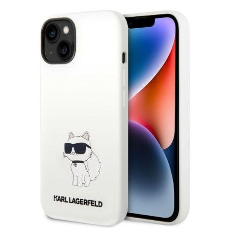 Калъф Karl Lagerfeld - Silicone MagSafe (KLHMP14MSNCHBCH) - iPhone 14 Plus - White Choupette