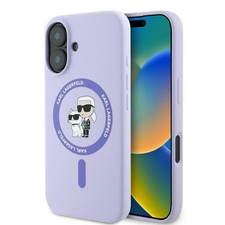 Калъф Karl Lagerfeld - Silicone MagSafe (KLHMP16SSCMKCRHU) - iPhone 16 - Purple Karl&Choupette