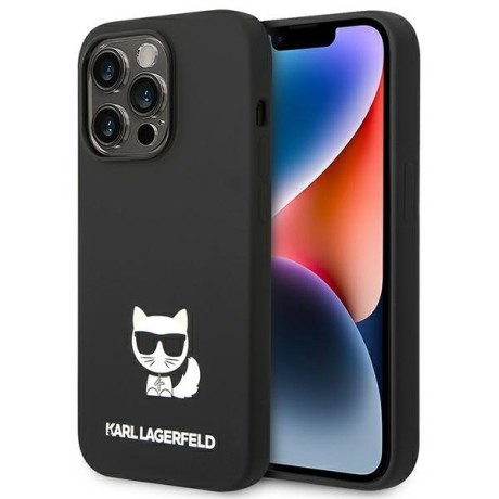 Калъф Karl Lagerfeld - Silicone (KLHCP14LSLCTBK) - iPhone 14 Pro - Choupette Body