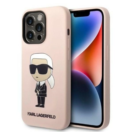 Калъф Karl Lagerfeld - Silicone (KLHCP14LSNIKBCP) - iPhone 14 Pro - Pink Ikonik