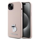 Калъф Karl Lagerfeld - Silicone (KLHCP15SSMHCNPP) - iPhone 15 - Pink Choupette Metal Pin