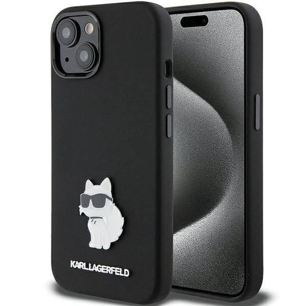 Калъф Karl Lagerfeld - Silicone (KLHCP15SSMHCNPK) - iPhone 15 - Choupette Metal Pin