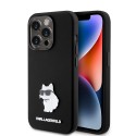 Калъф Karl Lagerfeld - Silicone (KLHCP15LSMHCNPK) - iPhone 15 Pro - Choupette Metal Pin