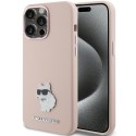 Калъф Karl Lagerfeld - Silicone (KLHCP15LSMHCNPP) - iPhone 15 Pro - Pink Choupette Metal Pin