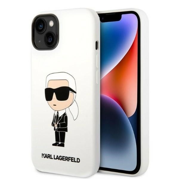 Калъф Karl Lagerfeld - Silicone (KLHCP14MSNIKBCH) - iPhone 14 Plus - White Ikonik