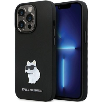 Калъф Karl Lagerfeld - Silicone (KLHCP14XSMHCNPK) - iPhone 14 Pro Max - Choupette Metal Pin