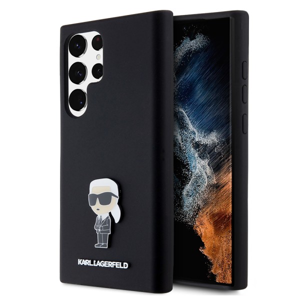 Калъф Karl Lagerfeld - Silicone (KLHCS23LSMHKNPK) - Samsung Galaxy S23 Ultra - Ikonik Metal Pin