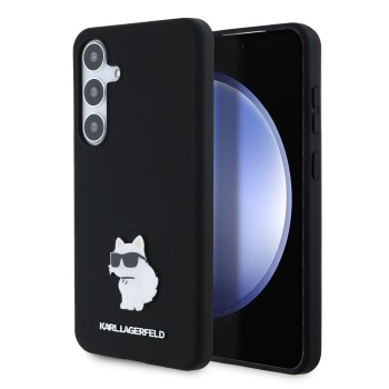 Калъф Karl Lagerfeld - Silicone (KLHCS24MSMHCNPK) - Samsung Galaxy S24 Plus - Choupette Metal Pin