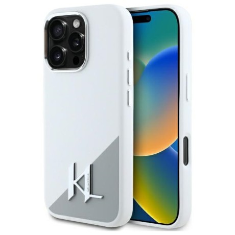 Калъф Karl Lagerfeld - Silicone (KLHMP16XSCMKMPCH) - iPhone 16 Pro Max - White Initial Logo