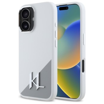 Калъф Karl Lagerfeld - Silicone (KLHMP16SSCMKMPCH) - iPhone 16 - White Shadow Metal Initial