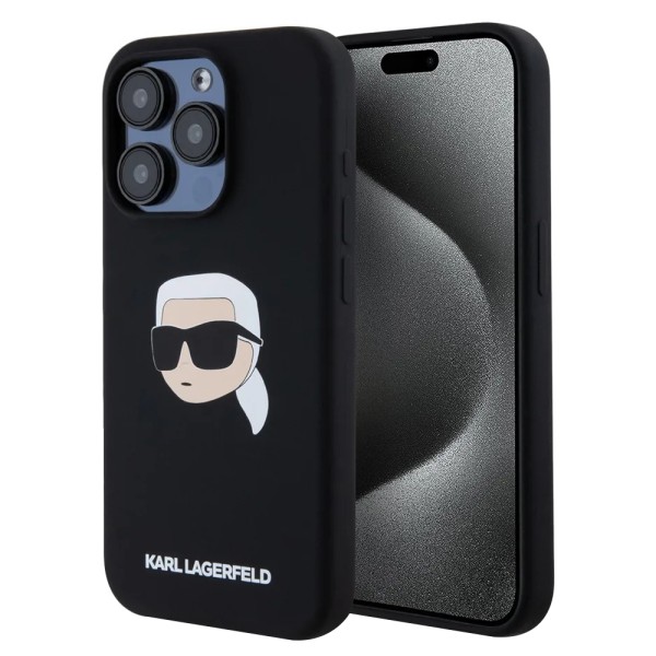 Калъф Karl Lagerfeld - Silicone MagSafe (KLHMP15LSKHPPLK) - iPhone 15 Pro - Karl`s Head