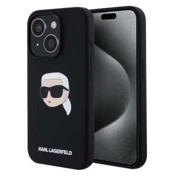 Калъф Karl Lagerfeld - Silicone MagSafe (KLHMP15SSKHPPLK) - iPhone 15 - Karl`s Head