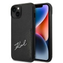 Калъф Karl Lagerfeld - Hardcase Leather Cardslots (KLHCP14MCSSK) - iPhone 14 Plus - Signature Logo