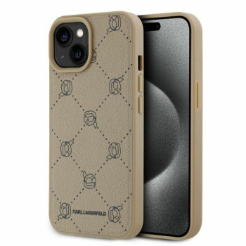 Калъф Karl Lagerfeld - Leather MagSafe (KLHMP15SPGKHPHE) - iPhone 15 - Beige Karl Head