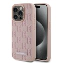 Калъф Karl Lagerfeld - Leather MagSafe - iPhone 15 Pro (KLHMP15LPKHPORPP) - Pink Monogram Metal Logo