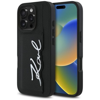 Калъф Karl Lagerfeld - Hardcase Leather Cardslot (KLHCP16LPGPVKSK) - iPhone 16 Pro - Metal Signature