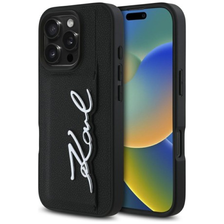 Калъф Karl Lagerfeld - Hardcase Leather Cardslot (KLHCP16LPGPVKSK) - iPhone 16 Pro - Metal Signature