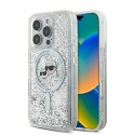 Калъф Karl Lagerfeld - Liquid Glitter MagSafe (KLHMP16XLGKCSGH) - iPhone 16 Pro Max - Transparent Karl&Choupette Head